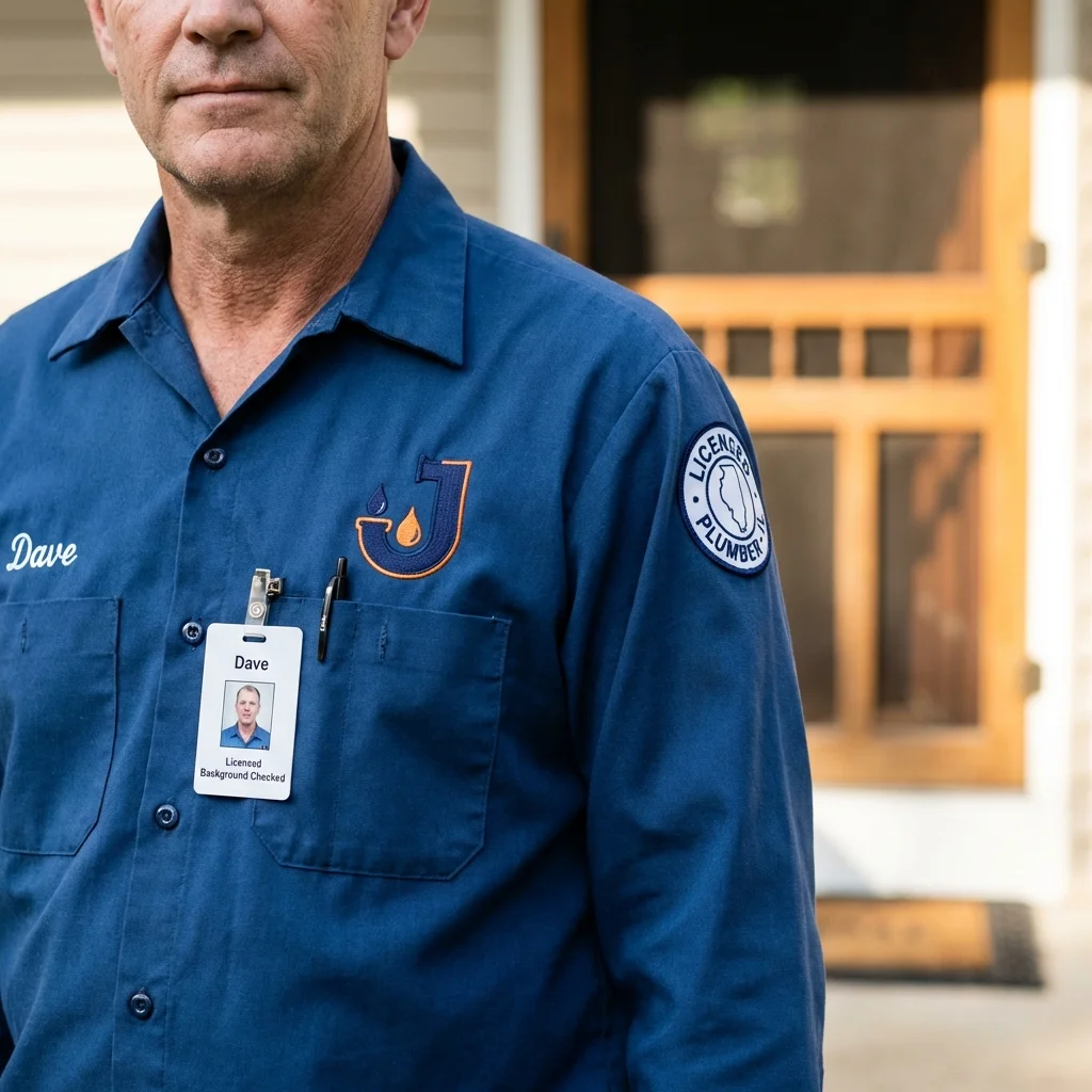 Licensed plumber showing ID badge in Washougal, WA
