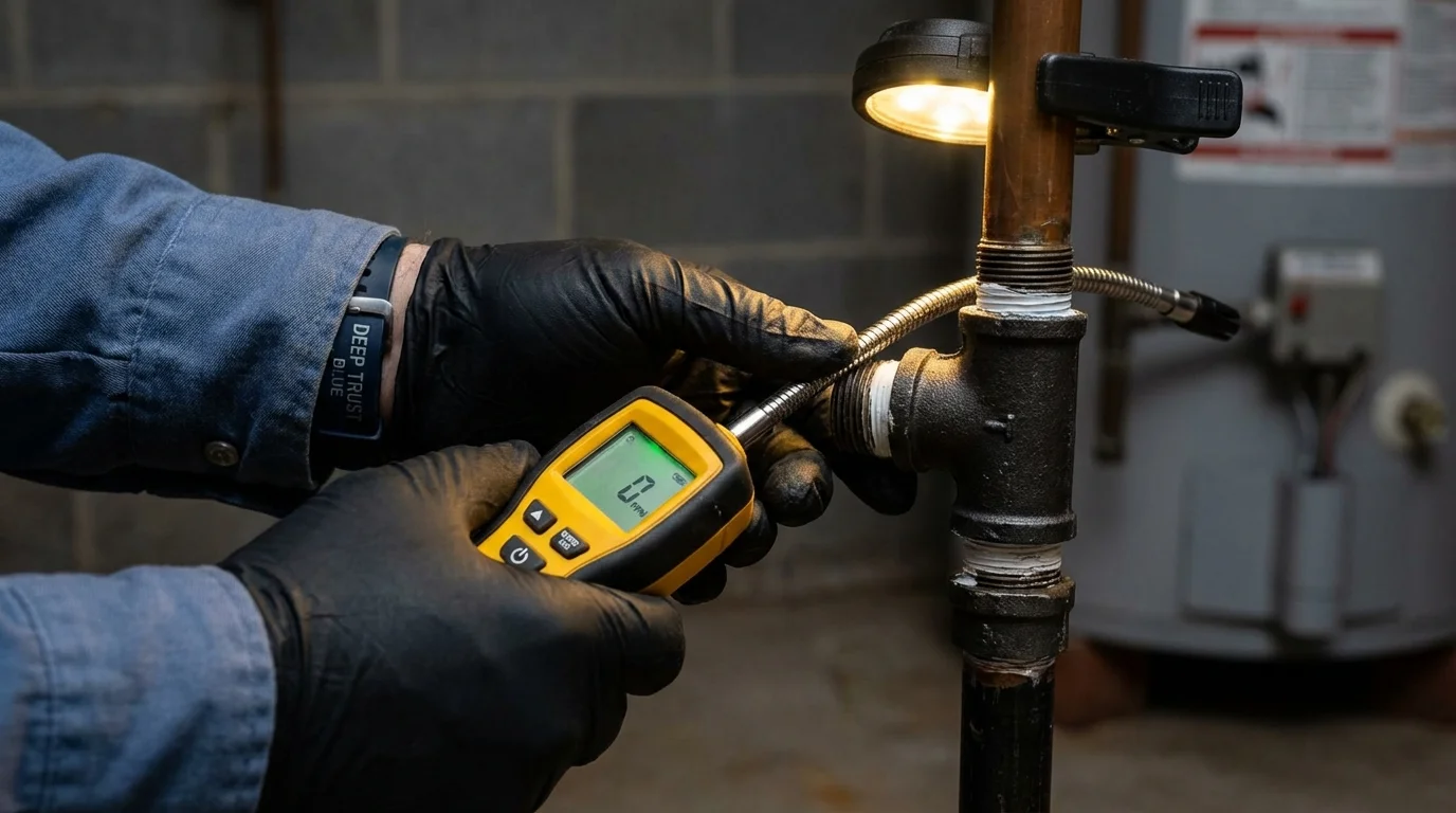 Gas leak detection with electronic sniffer by Johns Plumbing LLC in Washougal